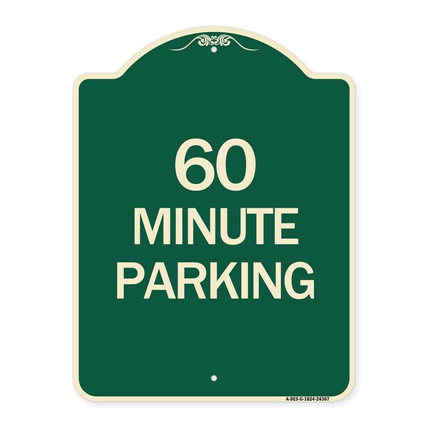 Signmission Designer Series 60 Minute Parking, Green & Tan Heavy-Gauge Aluminum Sign, 24" x 18", G-1824-24367 A-DES-G-1824-24367 - main
